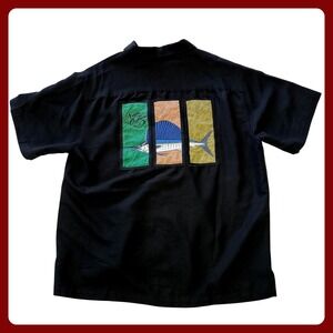 Native Outfitters Sailfish Fishing Shirt Men Large Black Herringbone‎ Cabanacore